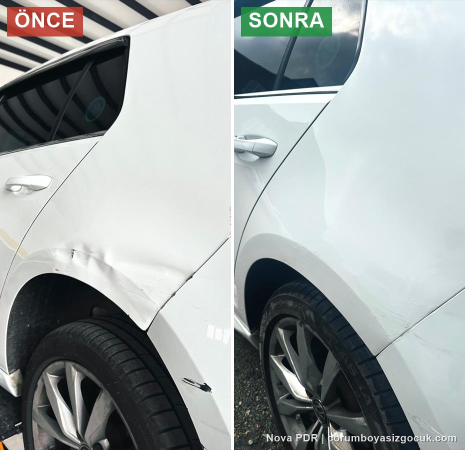 Volkswagen Golf Arka Çamurluk Göçük Düzeltme – Boyasız Onarım